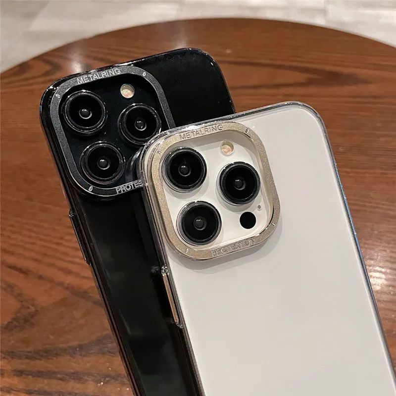 iPhone Case - Transparent Metal Camera Frame Protection