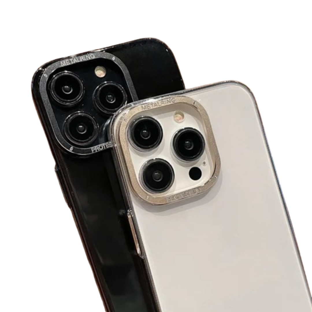 Funda para iPhone - Protección del marco de la cámara de metal transparente