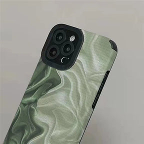 Stylish Green Wave Silicone Phone Case for iPhone: Shockproof Protection