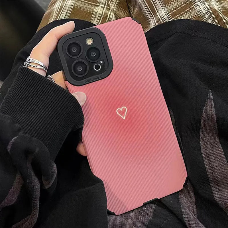 Gradient Pink Love Heart Soft TPU Phone Case for iPhone