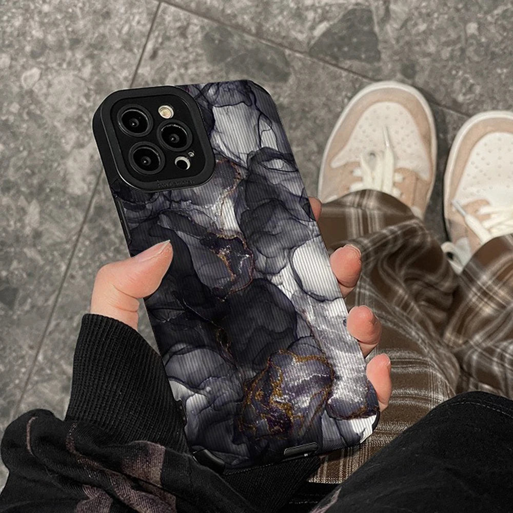 Abstract Black White Marble Phone Case For iPhone