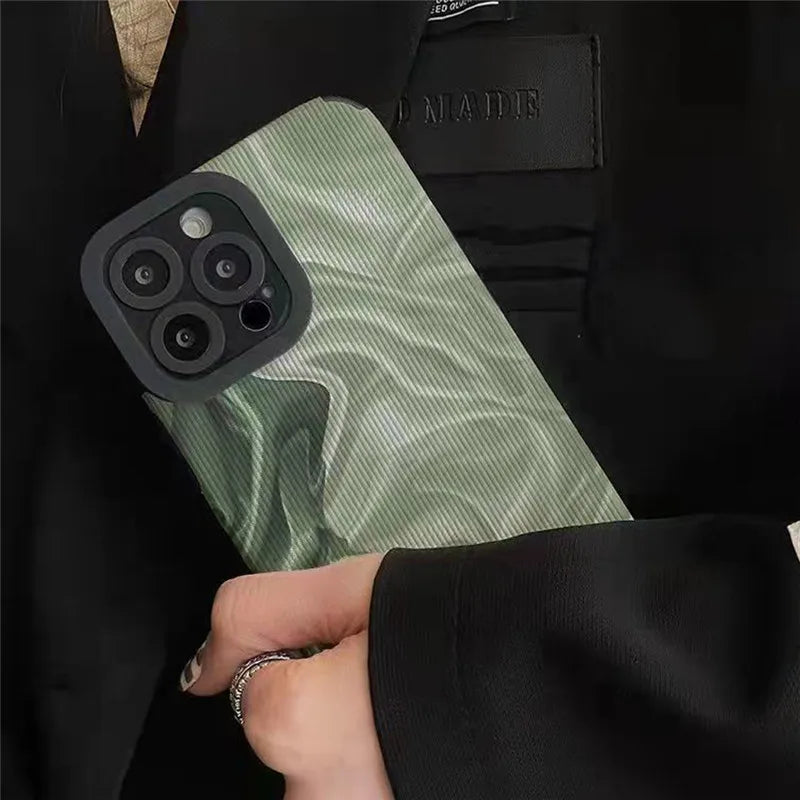 Stylish Green Wave Silicone Phone Case for iPhone: Shockproof Protection