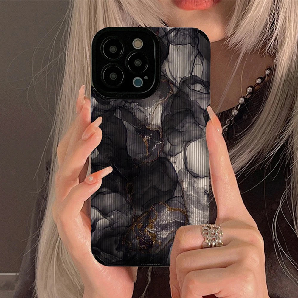 Abstract Black White Marble Phone Case For iPhone