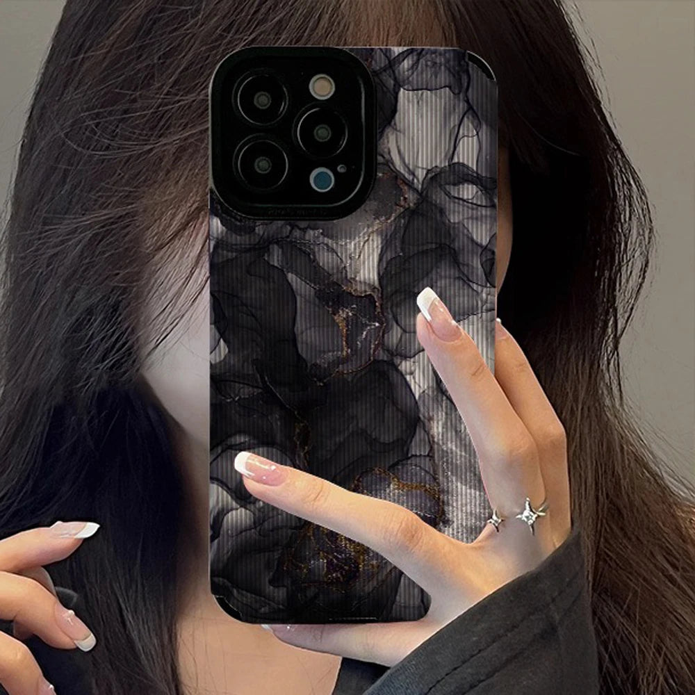 Abstract Black White Marble Phone Case For iPhone