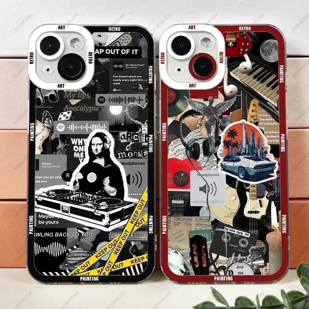 Enhanced Retro Illustration iPhone Case: Soft Silicone Cover